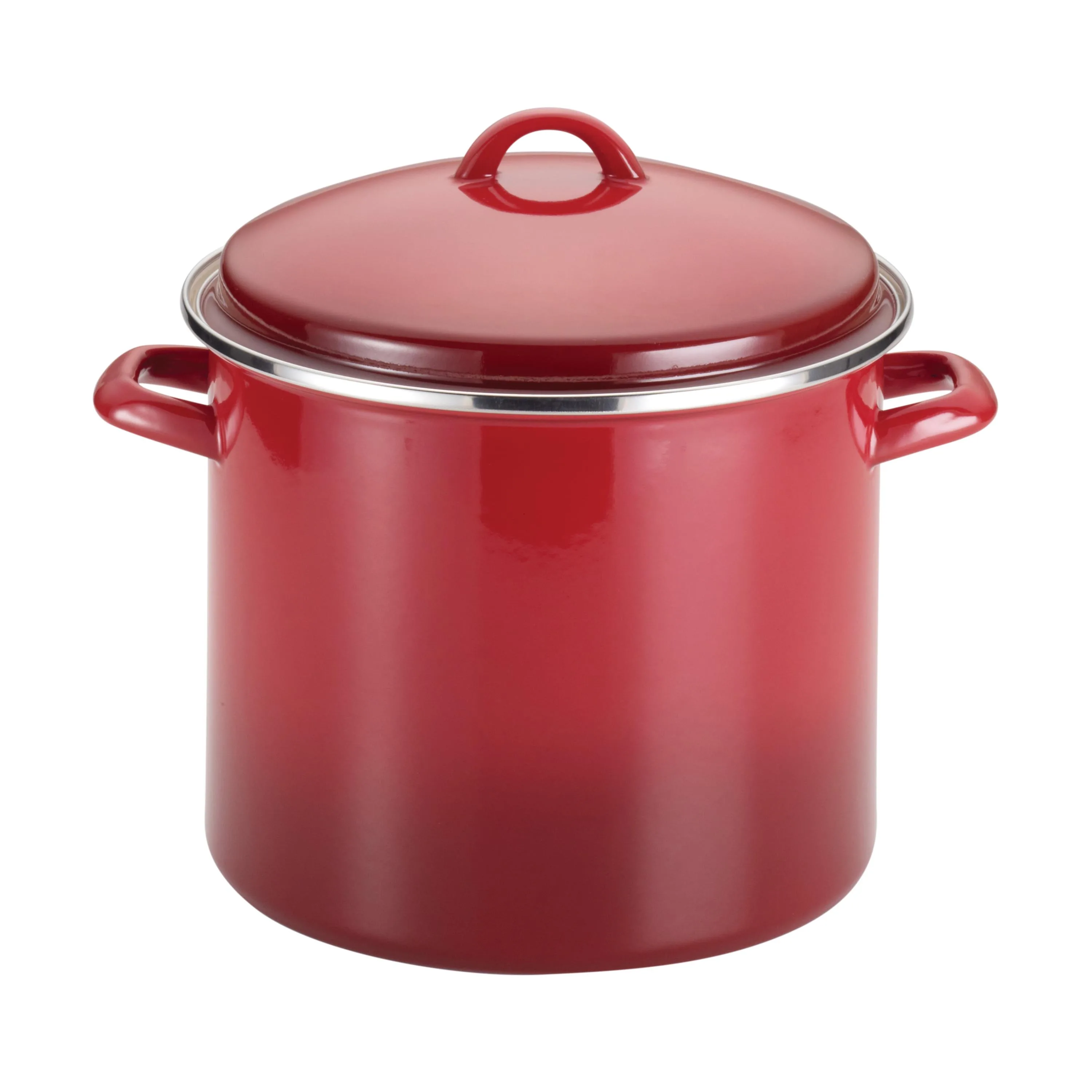 Rachael Ray 12Qt Enamel On Steel Stockpot W/ Lid Red Gradient