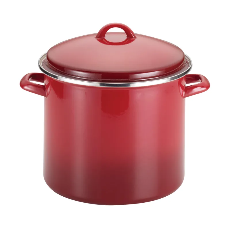Rachael Ray 12Qt Enamel On Steel Stockpot W/ Lid Red Gradient