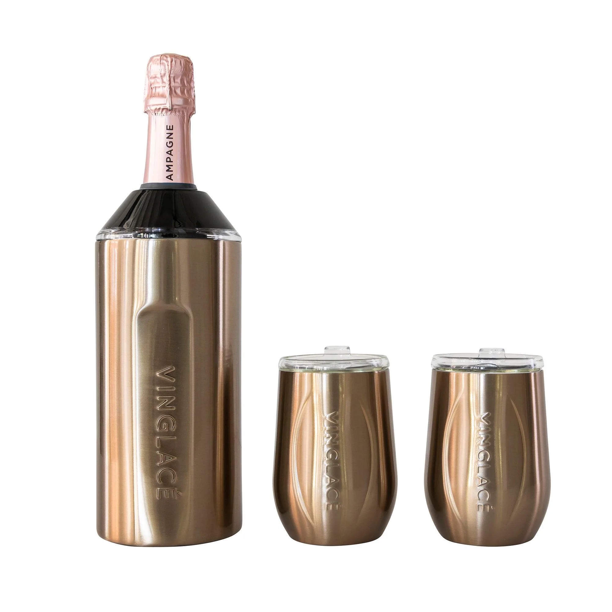 Vinglacé Copper Wine Chiller Gift Set w/2 Tumblers
