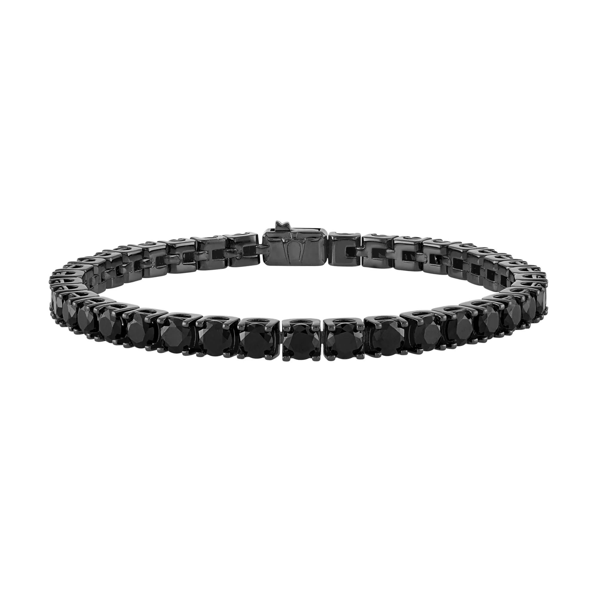 Bulova Jewelry Black Icon Sterling Silver Tennis Bracelet - Medium