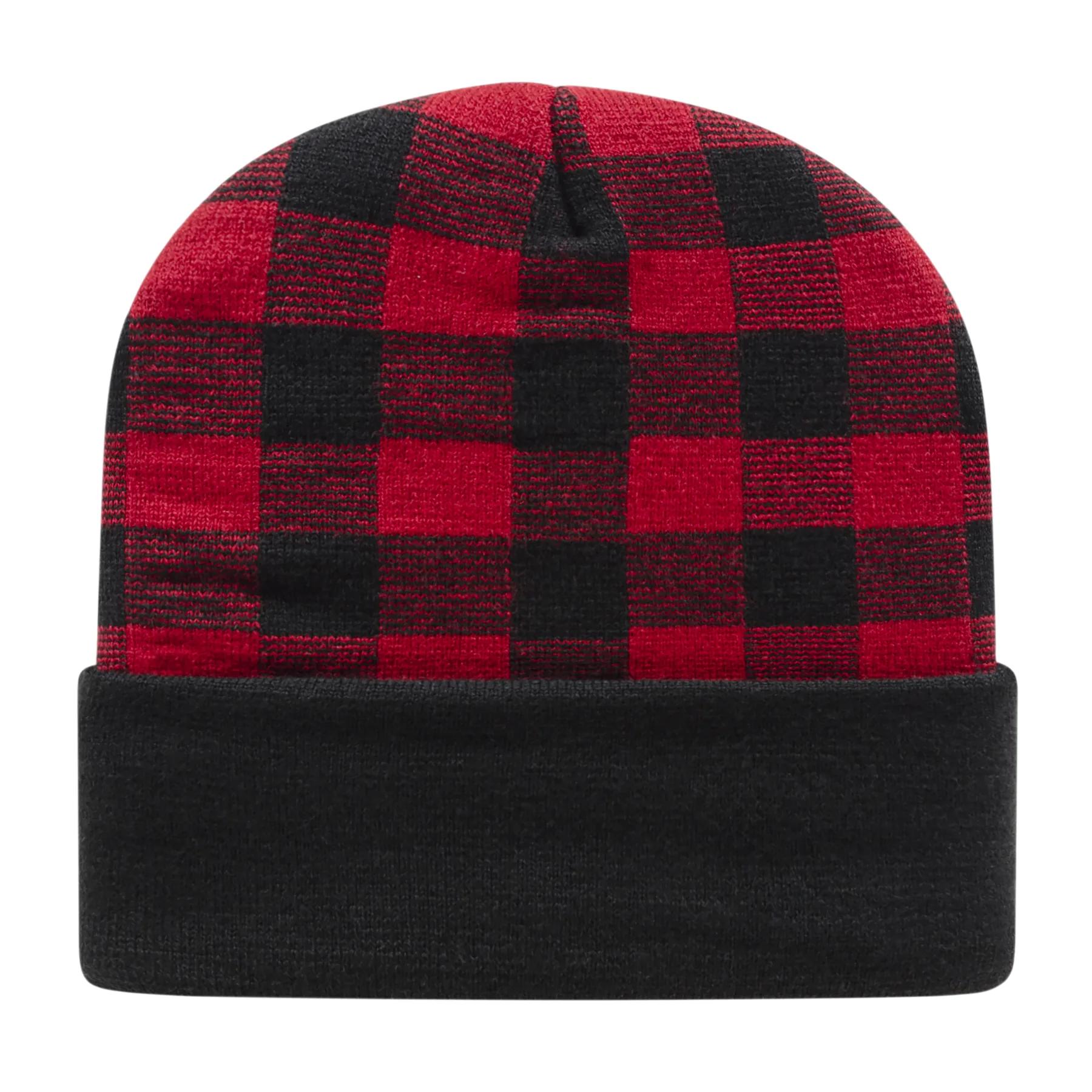 Plaid Knit Cap with Cuff view 4
