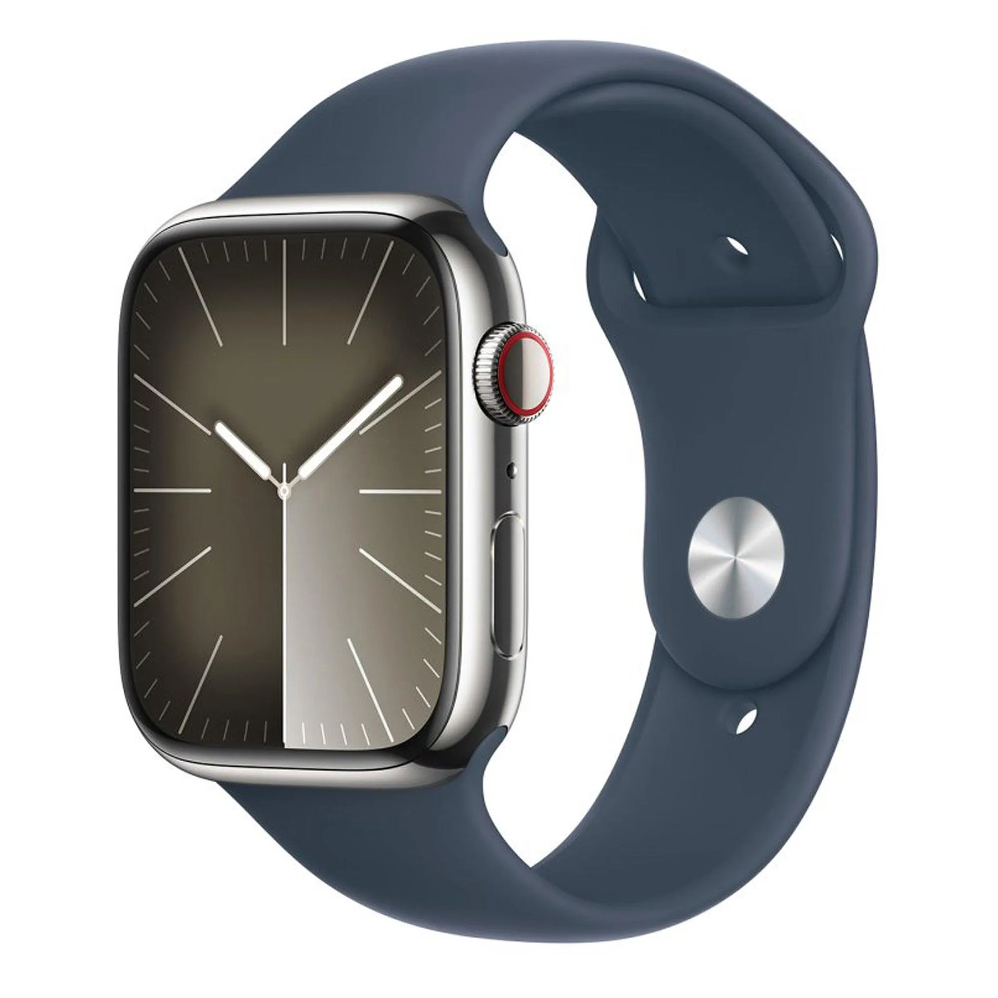 Apple Watch Series 9 Gps + Cell 41Mm Silver Case W/ Storm Blue S/M Sport Band