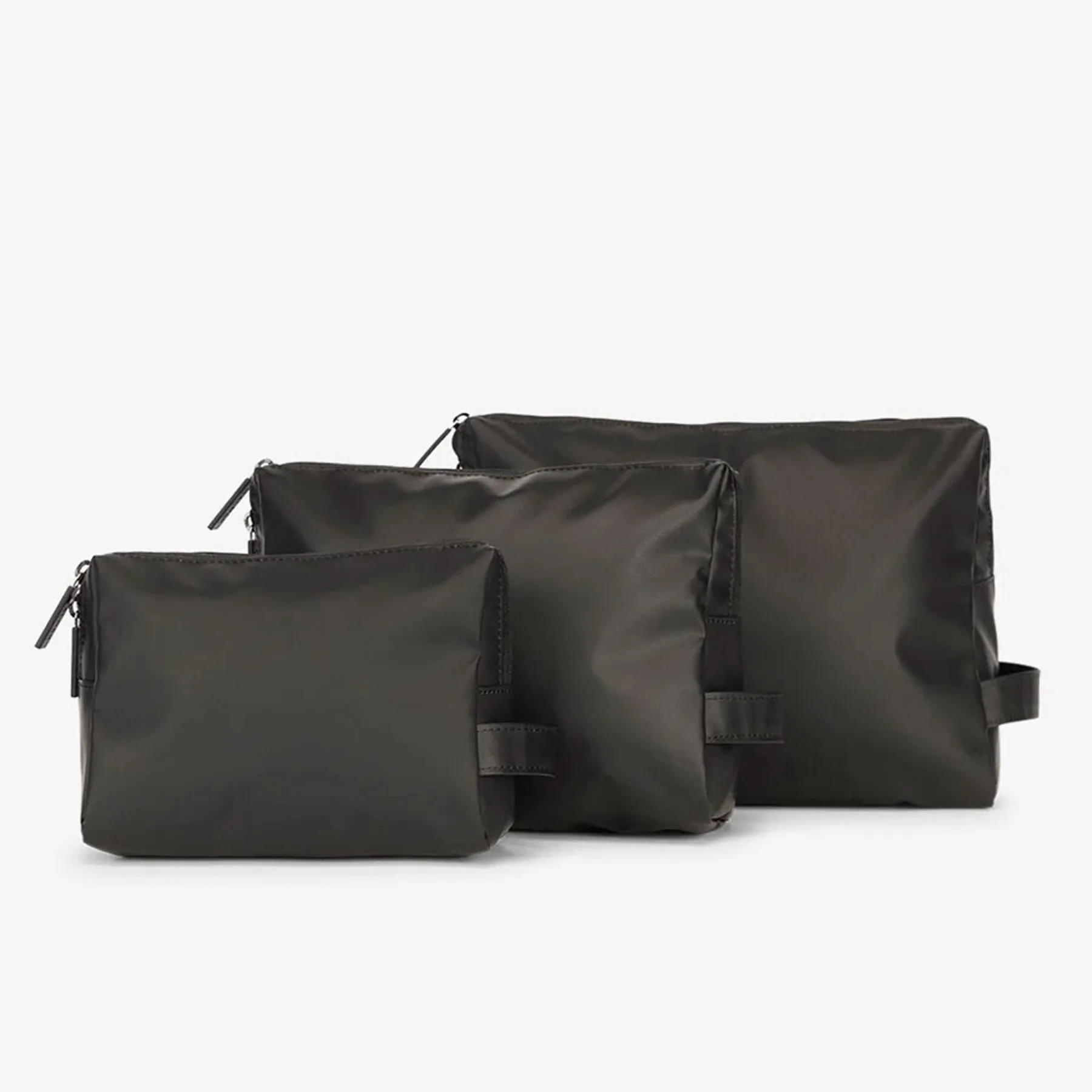 CALPAK Water Resistant Zippered Pouch Set (3 Pieces) - Black