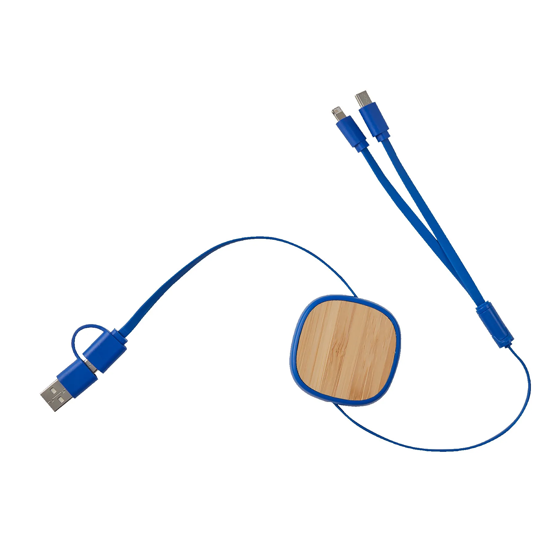 Dual Input 3-IN-1 Bamboo Retractable Cable view 2
