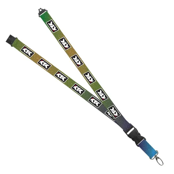 IMPORT Maverick 1" Dye-Sublimated Lanyard w/ Slide Buckle Release, Silver Metal Oval & Convenience R view 2
