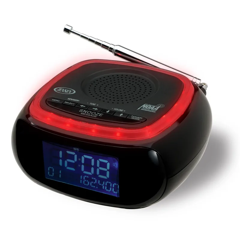Jensen Audio Digital Am/Fm Weather Band Alarm Clock Radio w/Noaa Weather Alert Led Indicator Ring