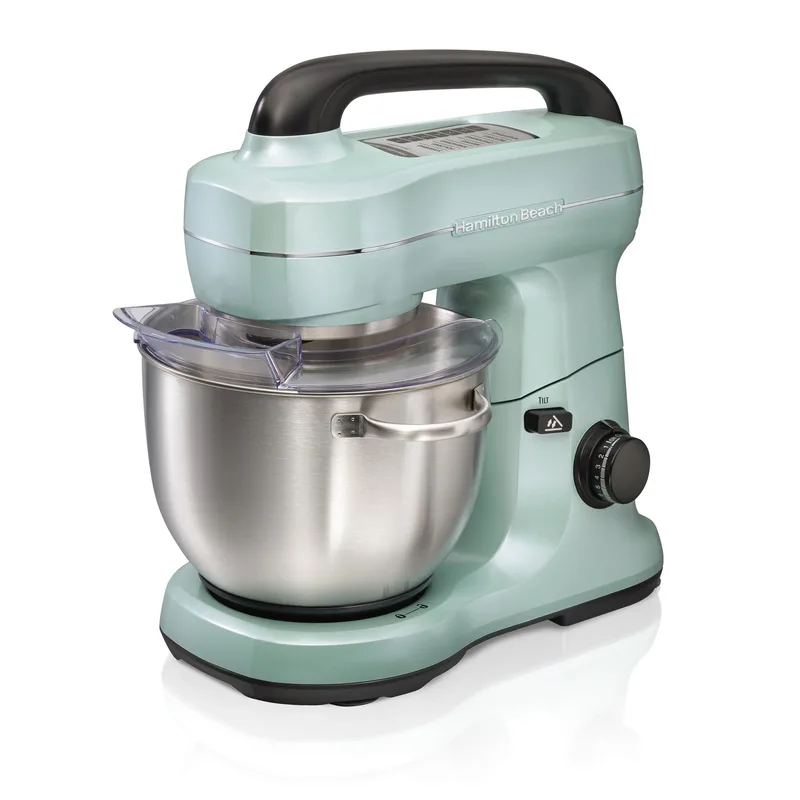 Hamilton Beach Stand Mixer w/4 Quart Stainless Steel Bowl, 7 Speeds, 300 Watt Motor - Aqua