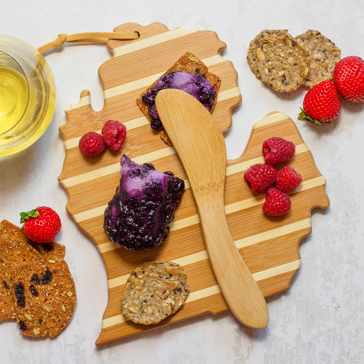 Michigan Charcuterie Board with Spreader Knife Gift Set view 3