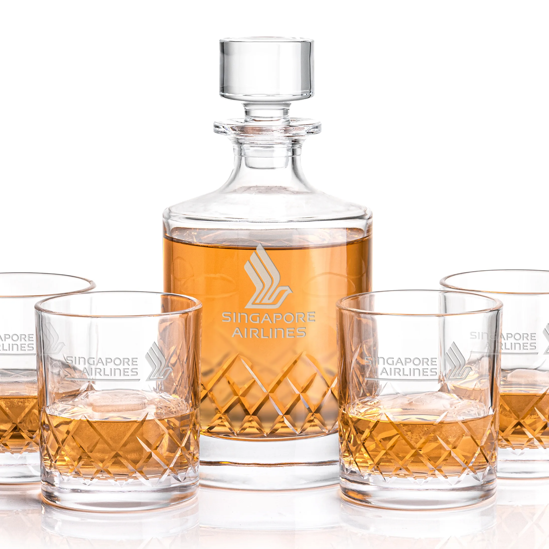 Decanter Set, Deep Etch, Decanter & 4 OTR