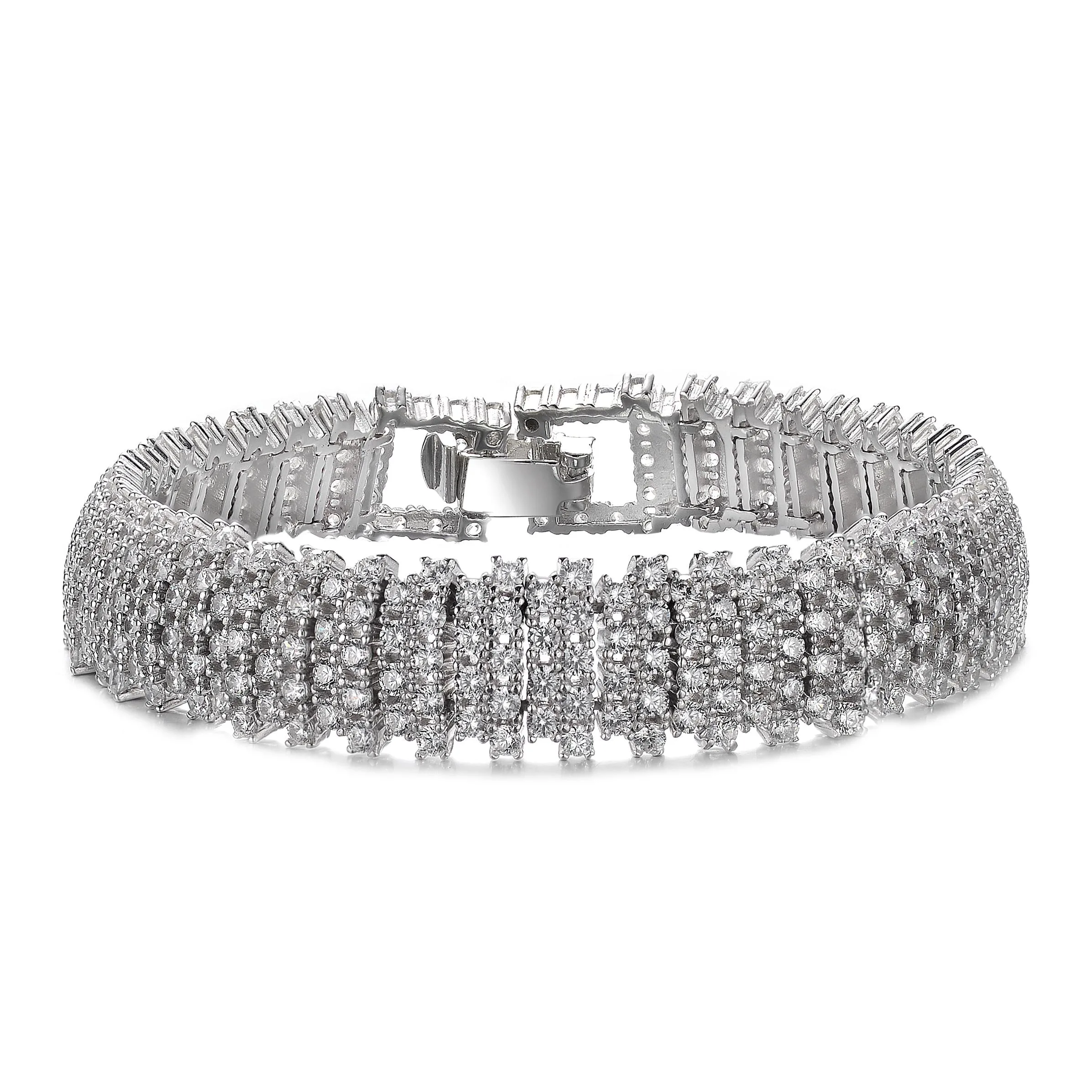 GENEVIVE Elegant White Gold Plated Link Bracelet Size 7.25