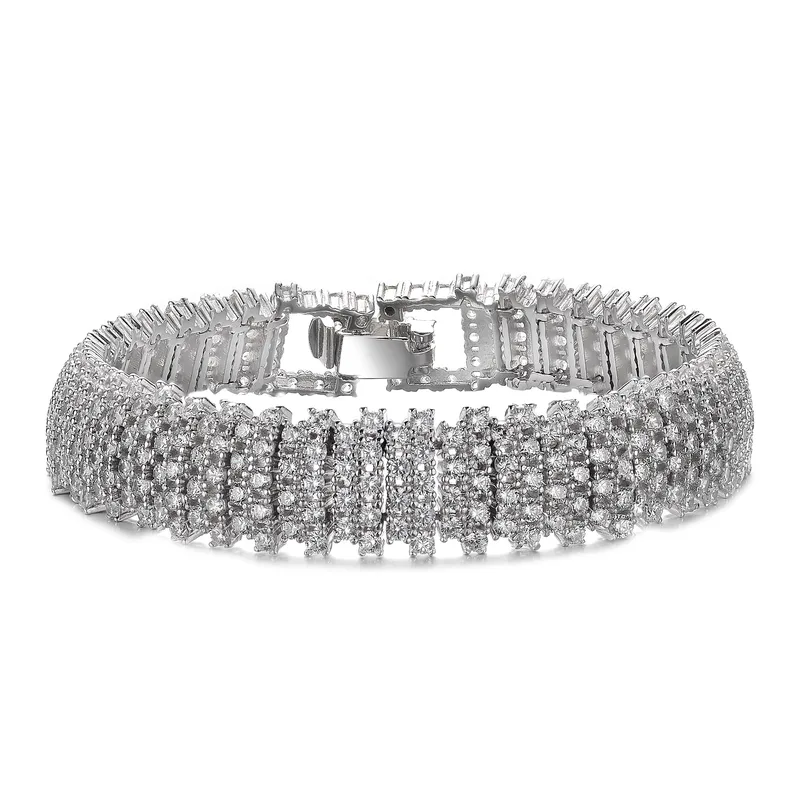 GENEVIVE Elegant White Gold Plated Link Bracelet Size 7.25