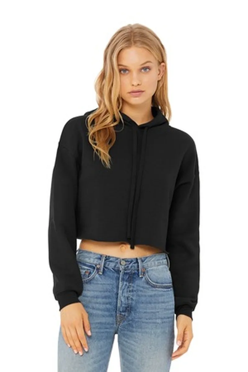 BELLA+CANVAS ® Women's Sponge Fleece Cropped Fleece Hoodie. — Black