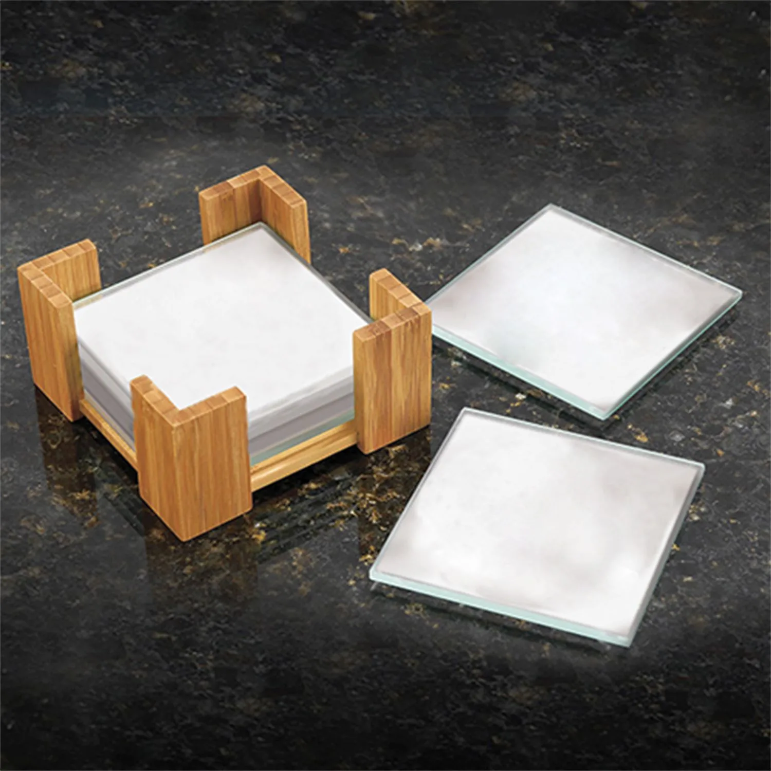 Bamboo Coaster Set view 2