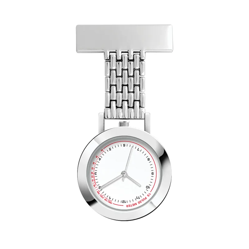 Wc8219 33mm Metal Silver Case, Nurse Watch, 3 Hand Mvmt, Rectangular Metal Clip view 2