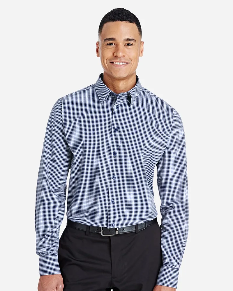 Devon and Jones® Men's CrownLux Performance® Tonal Mini Check Woven Dress Shirt view 2