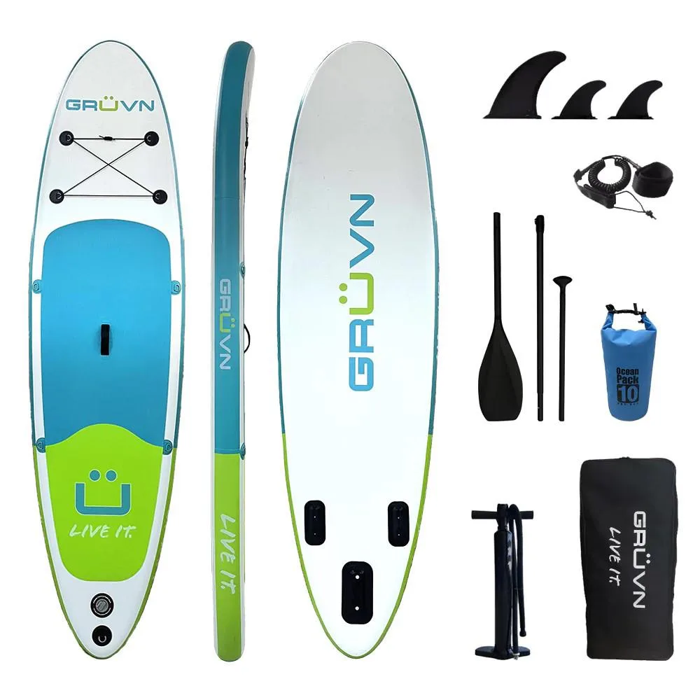 GRUVN 10'6 Blue/Green All Around Inflatable Paddle Board Size 106 X 33"