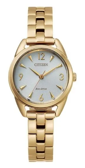 Citizen® Ladies' Eco-Drive® Gold-Tone Watch w/White Dial