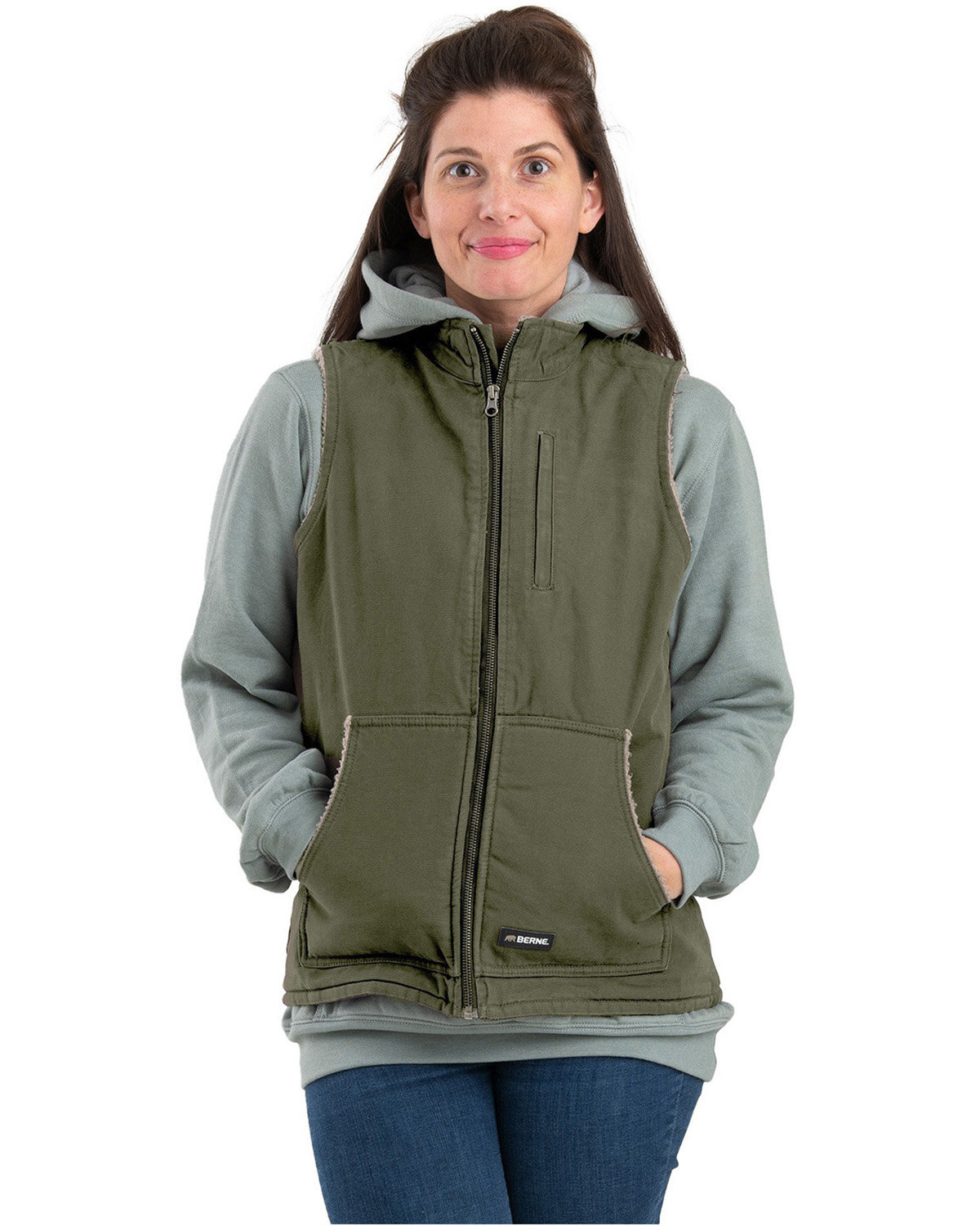 Berne Apparel Ladies' Sherpa-Lined Softstone Duck Vest