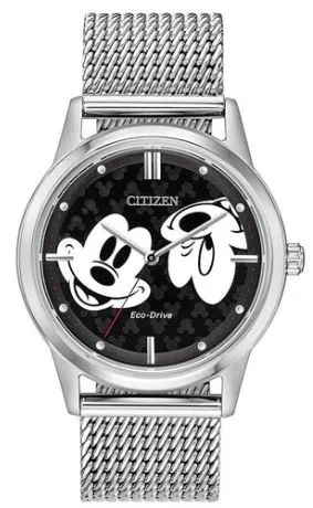 Disney® Citizen® Ladies' Mickey Mouse Collection Stainless Steel Mesh Watch w/Black Dial