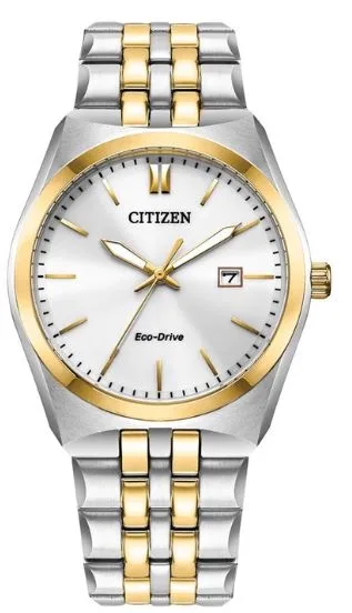Citizen® Men's Corso Eco-Drive® Two-Tone Bracelet Watch w/White Dial