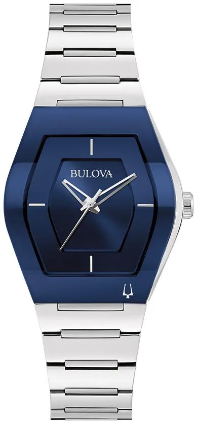 Bulova Watches Ladies' Futuro Watch, Stainless Steel w/Blue Dial