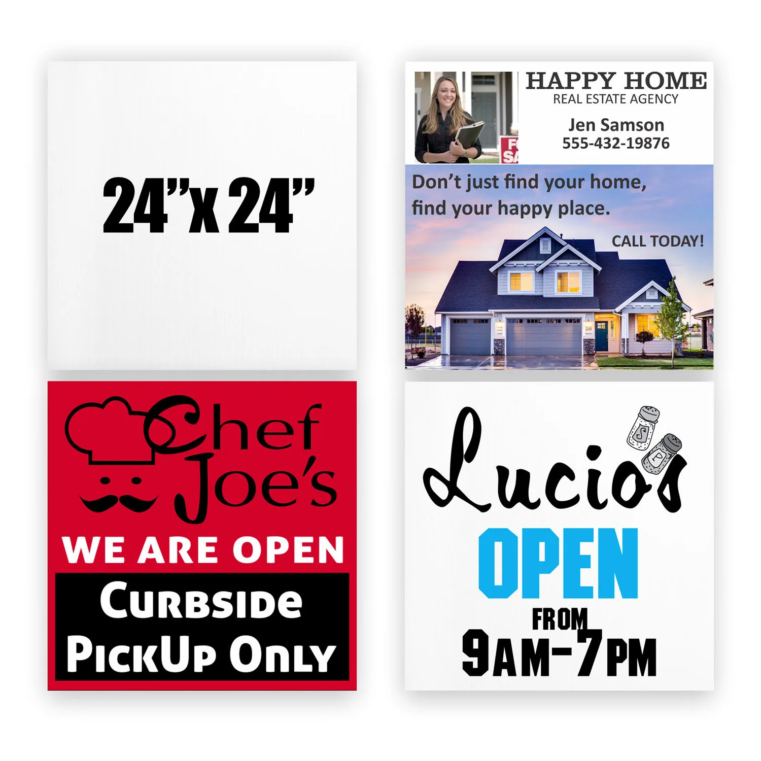 24" x 24" Full Color Corrugated Plastic Signs