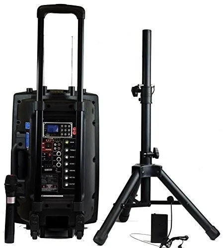 Hisonic® Rechargeable PA System w/Dual Wireless Mics & MP3 Player/Recorder