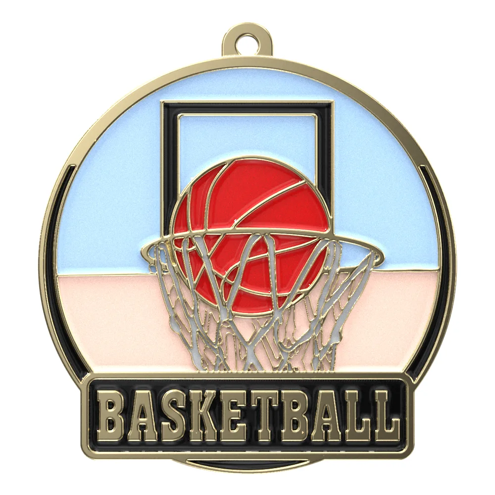 Bright Gold Basketball High Tech Medallion (2")