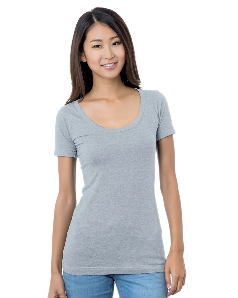BAYSIDE Ladies' USA Made Wide Scoop Neck T-Shirt view 3
