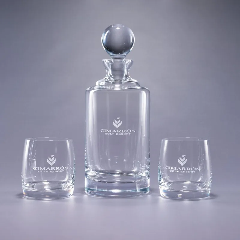 Uptown/Meridian Crystal Bar Set w/Decanter & 4 Rocks Glasses