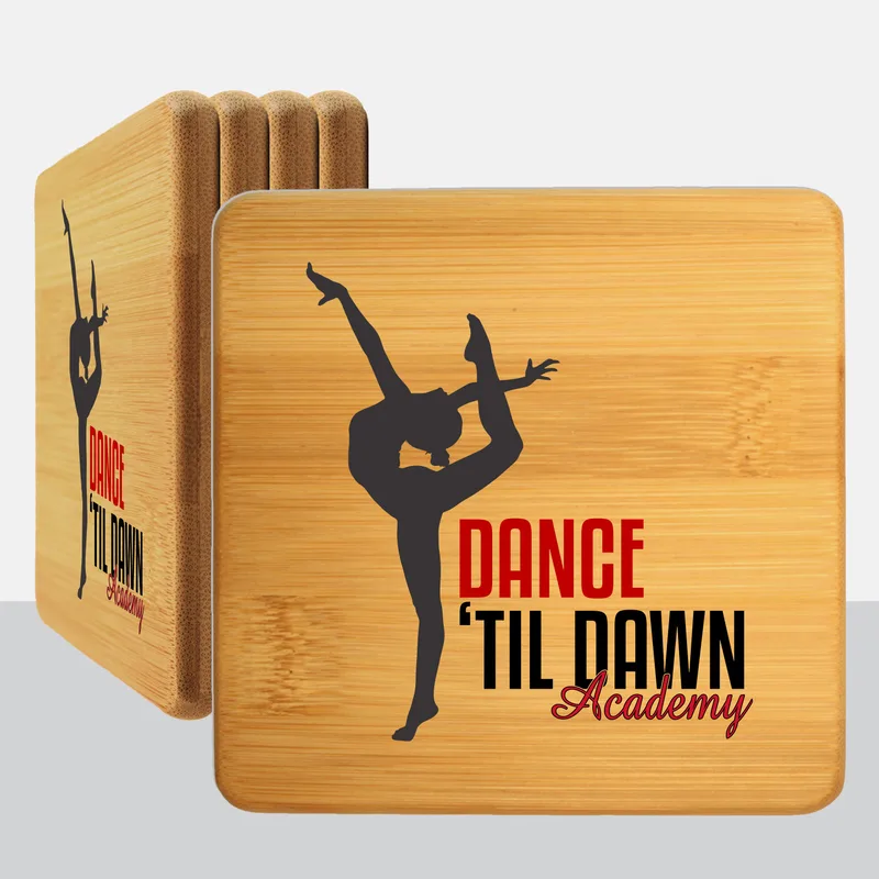4 Pack Square Bamboo Coaster