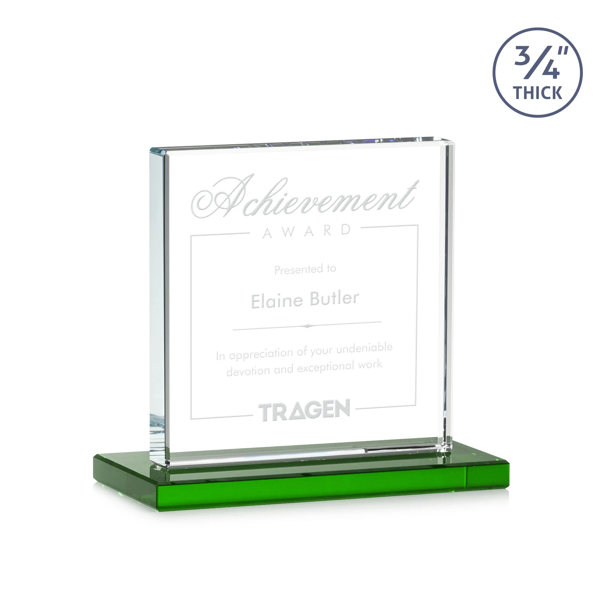 Deep Etch, Standard base, Green, 6" x 5.375" x 3"
