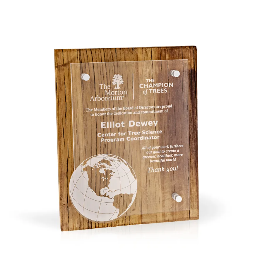 Globe Rustica Reclaimed Wood Award, 8"x10"