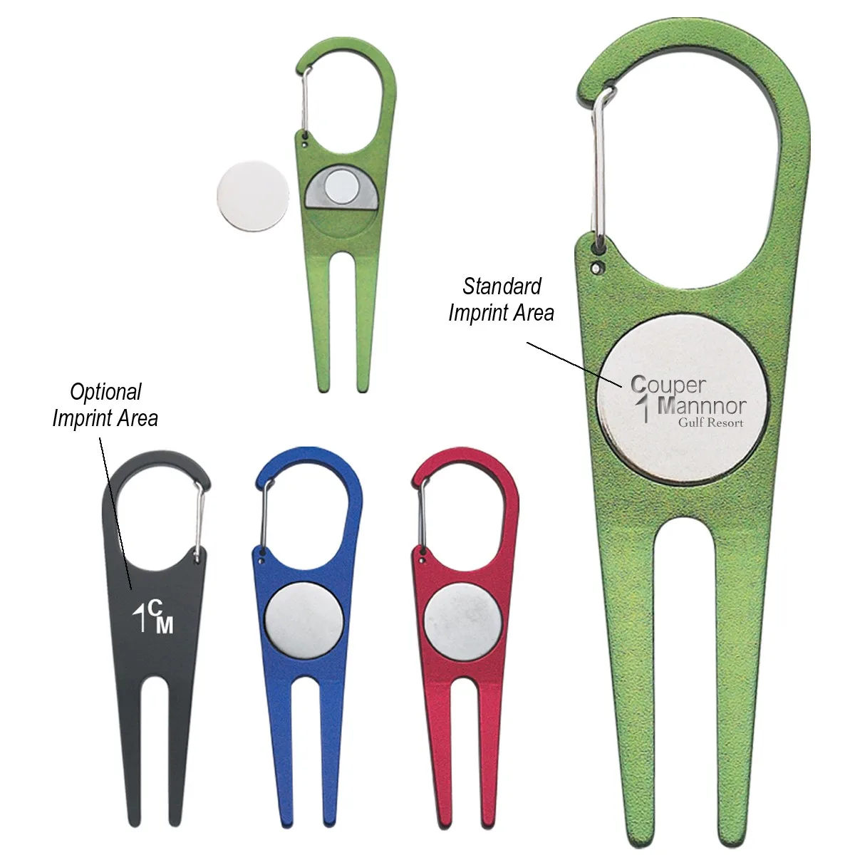 Aluminum Divot Tool With Ball Marker view 2