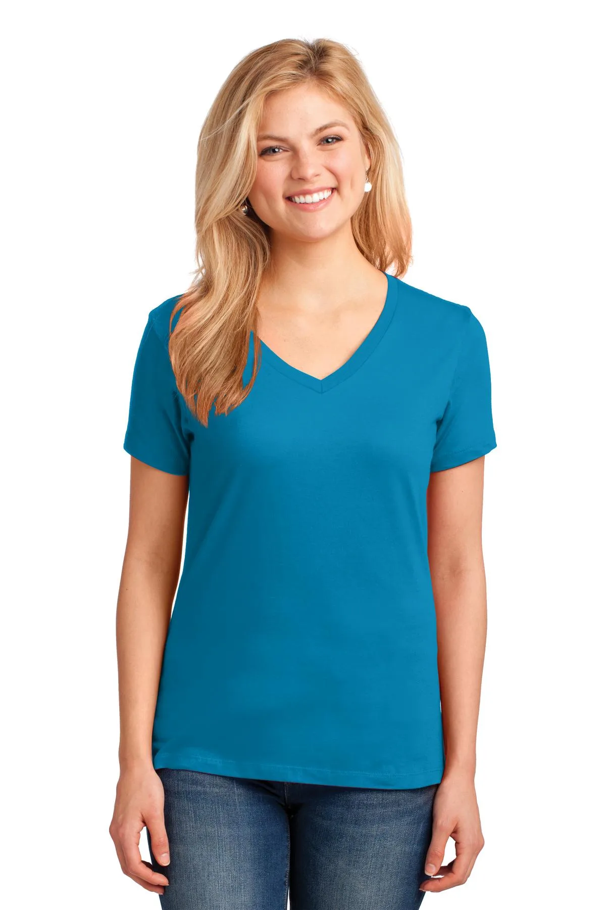 Port & Co™ Women's Core Cotton V-Neck Tee. view 7