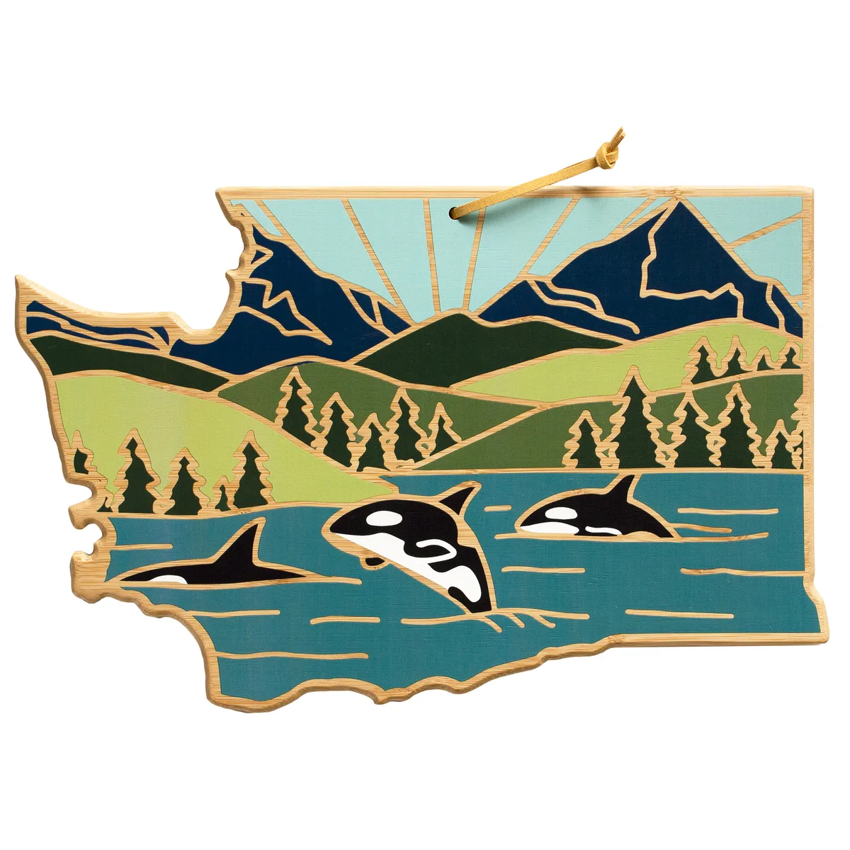 Washington State Shaped Cutting & Serving Board w/Artwork by Summer Stokes — Laser Engraved up to 2 Square Inches (1 side/1 location)