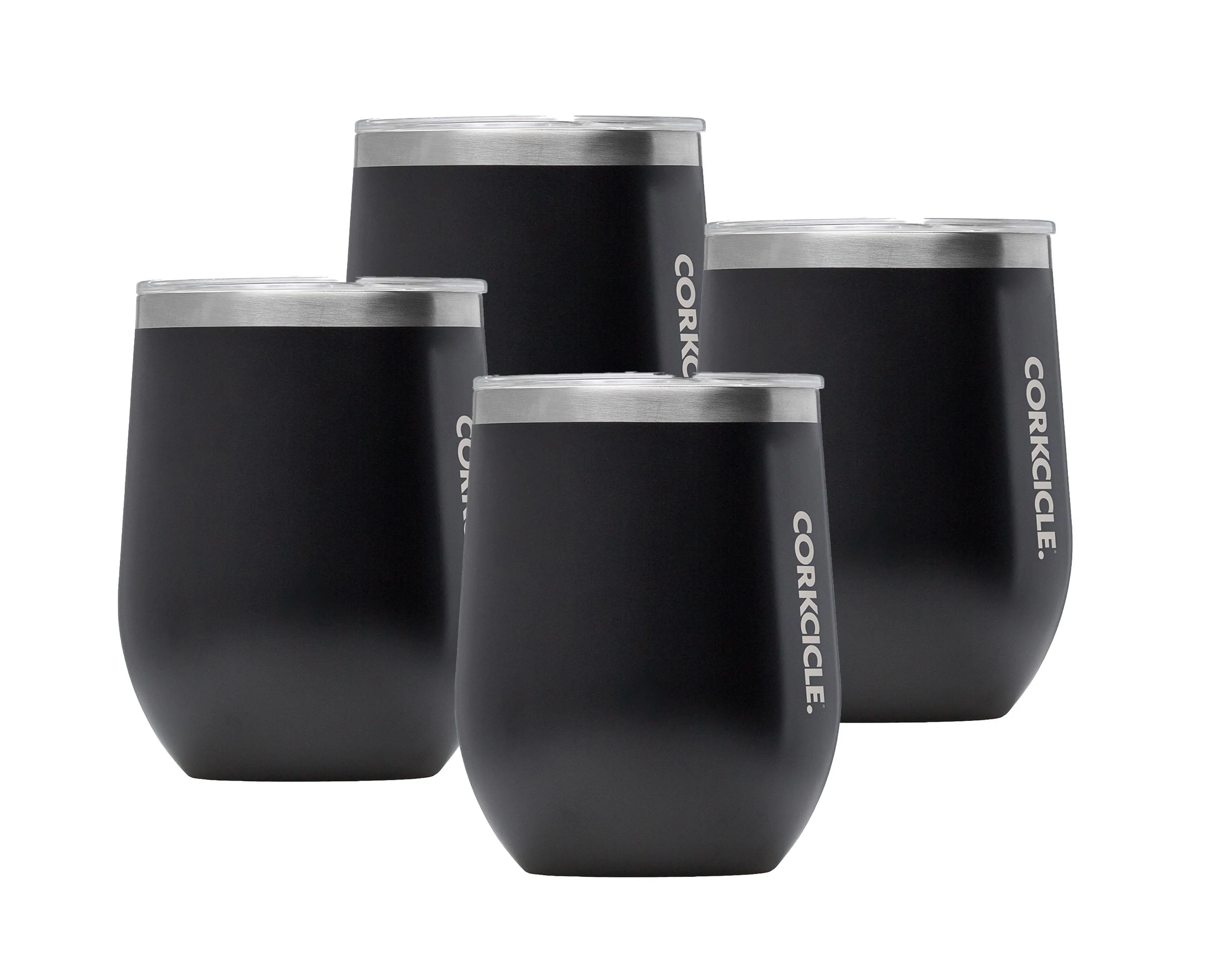 Corkcicle 12 Oz. Stemless Wine Cup - Matte Black, 4 Pack
