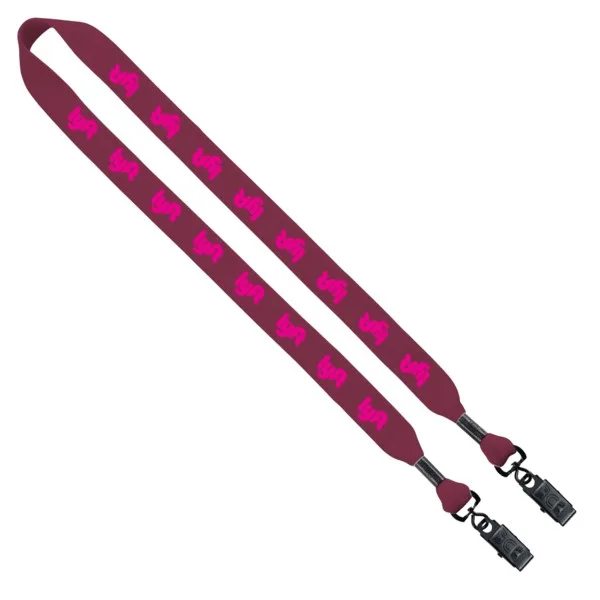 3/4" Cotton Double Bulldog Clip Lanyard view 2