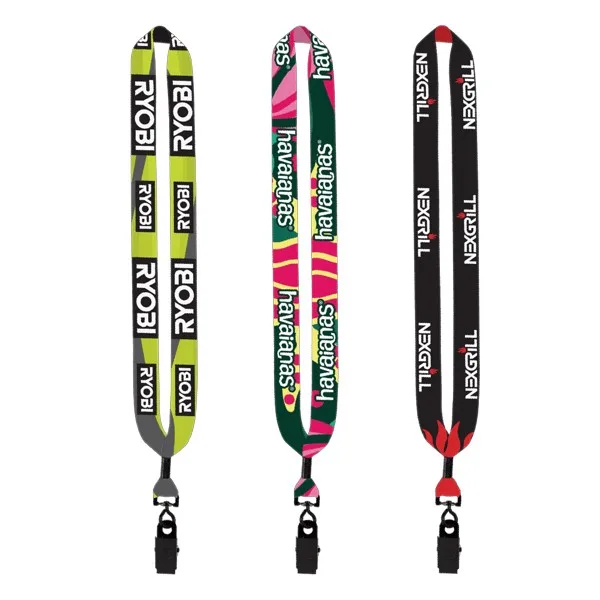 1" Dye Sublimated Lanyard with Metal Crimp & Metal Bulldog Clip