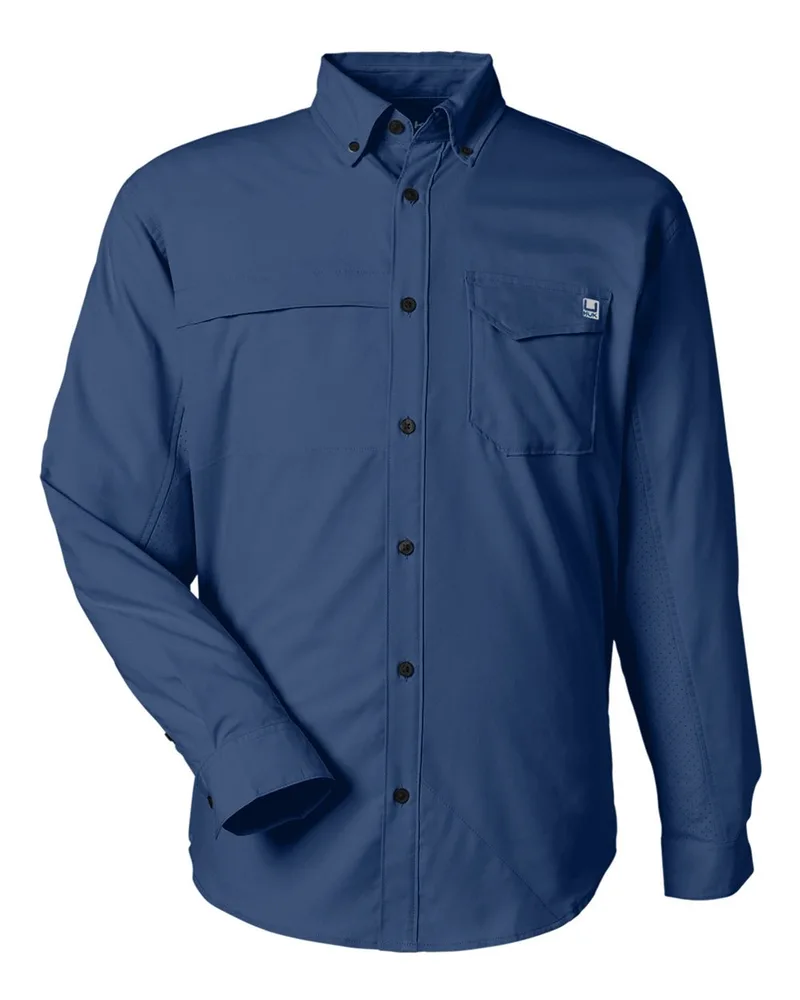 HUK® Men's Tide Point Pocket Long Sleeve Fishing Shirt view 7