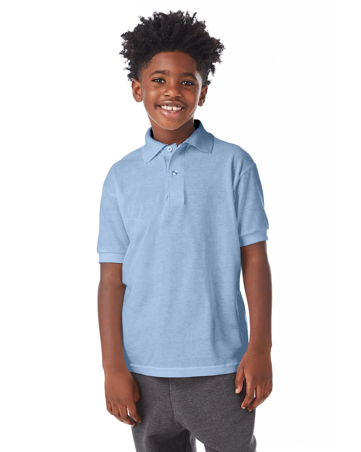 Hanes Printables Youth EcoSmart® Jersey Knit Polo view 5