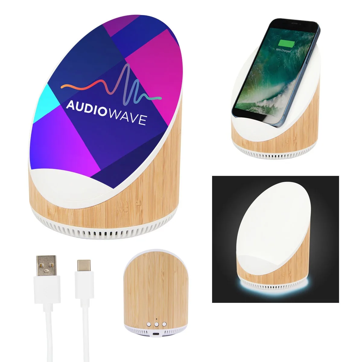 Edgewood Bamboo Speaker & Wireless Charger view 2