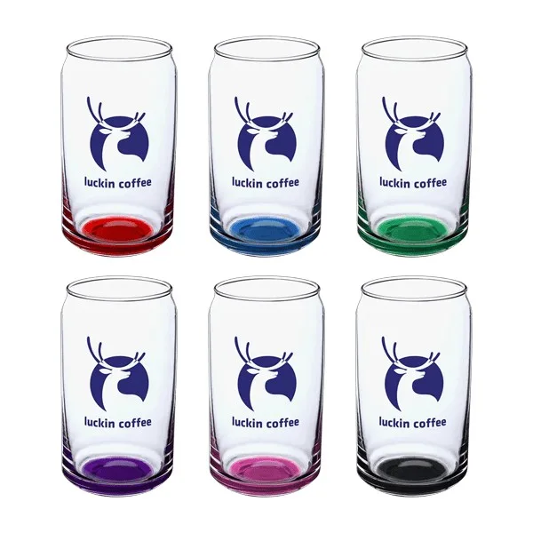 Crafty 16 oz ARC Can Shaped Beer Glasses with Color Bottom