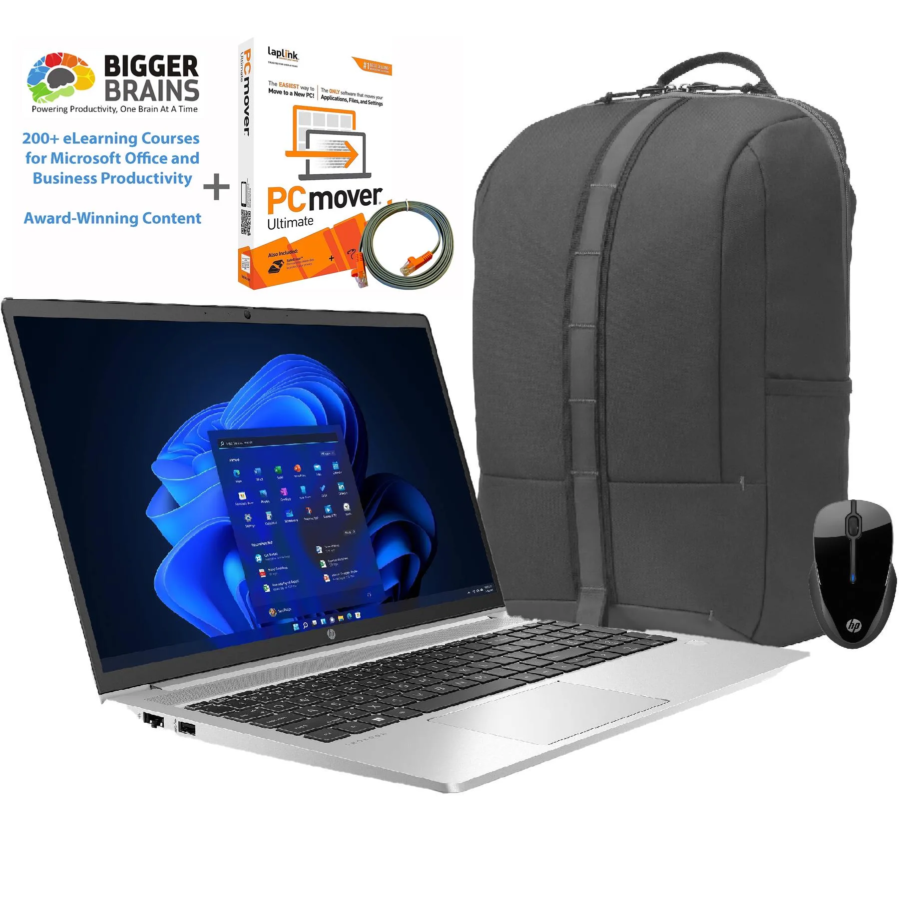 Hewlett Packard Probook 15.6" Windows 11 Pro Notebook, Backpack And Wireless Mouse