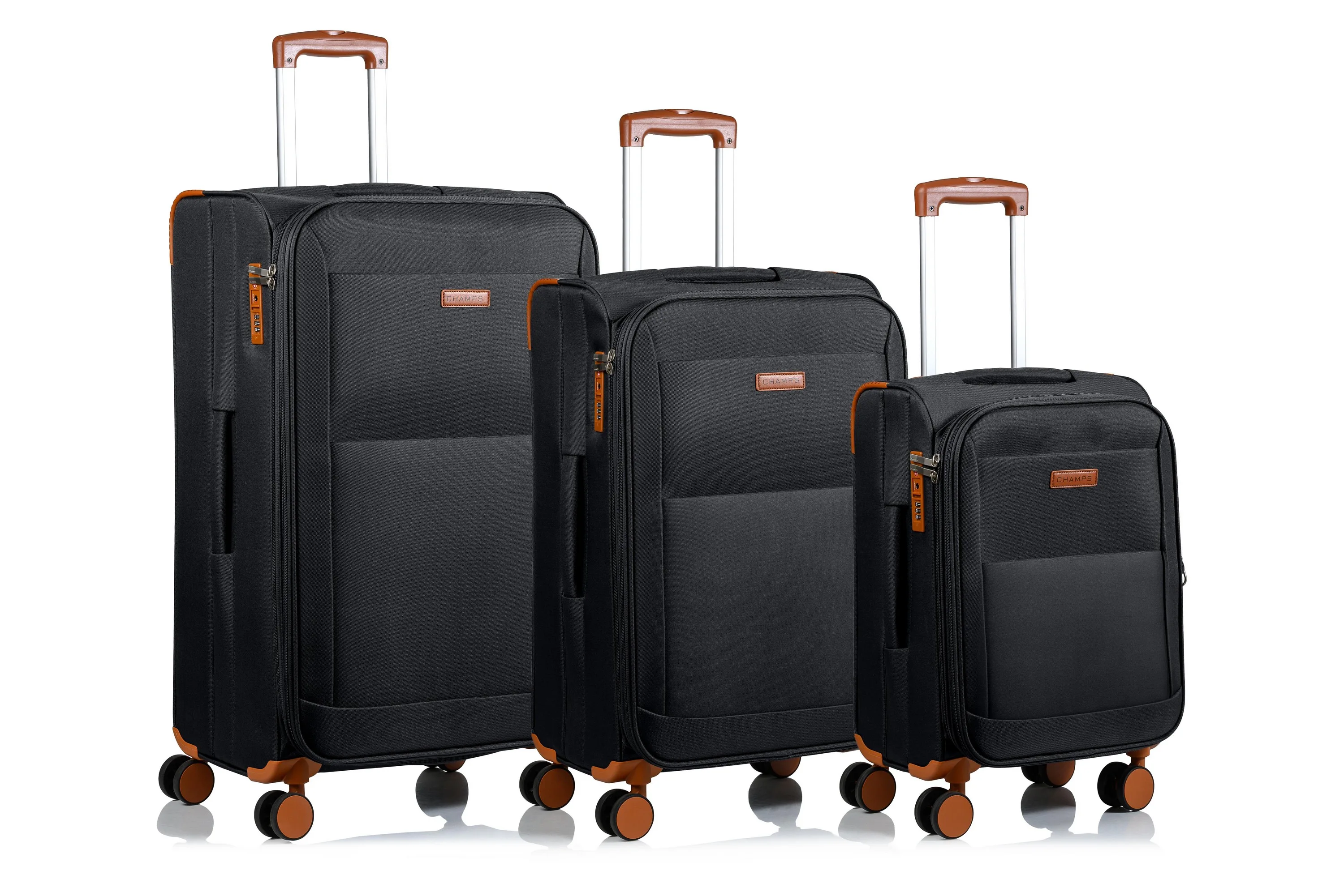 Champs Luggage Classic Softcase Luggage Set Size 3 Pieces - Black