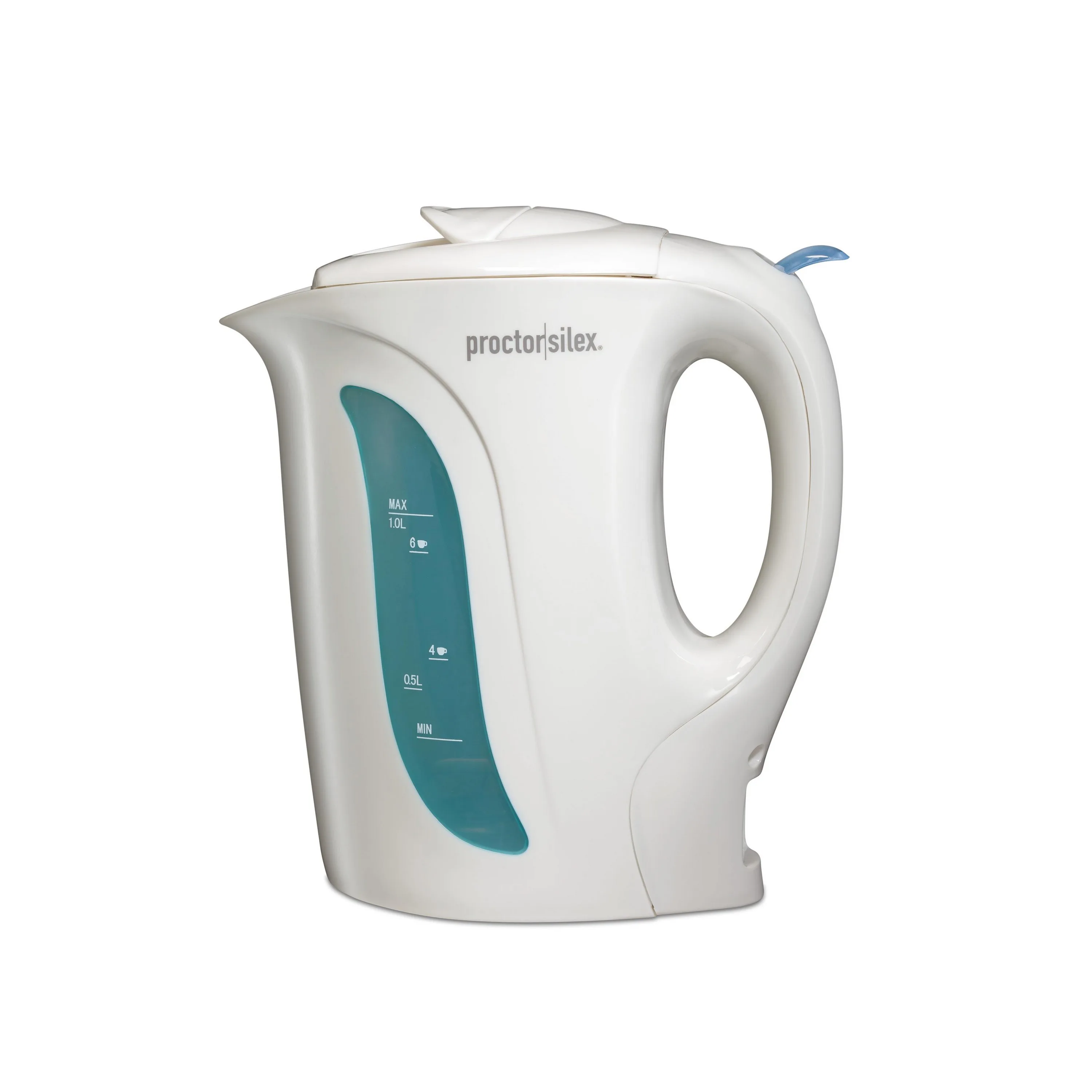 Proctor Silex Electric Kettle, Detachable Cord, Auto Shutoff, Boil-Dry Protection, 1 Liter Capacity,