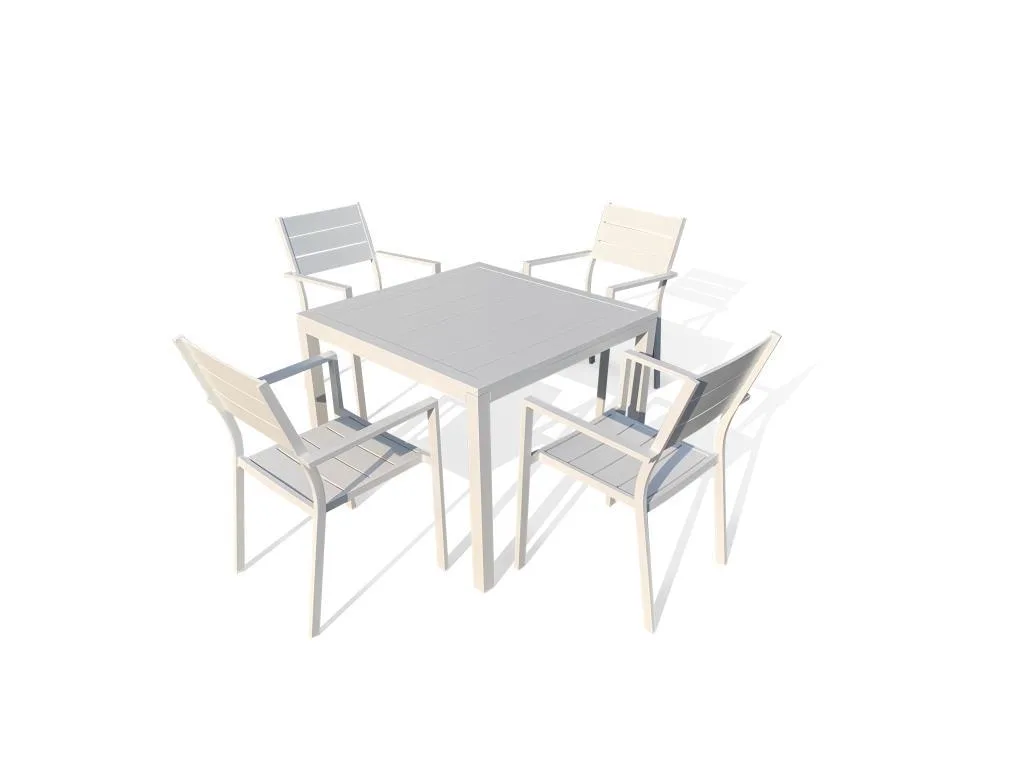 Pursonic Sorrento Outdoor Aluminum 5 Piece Dining Set, White