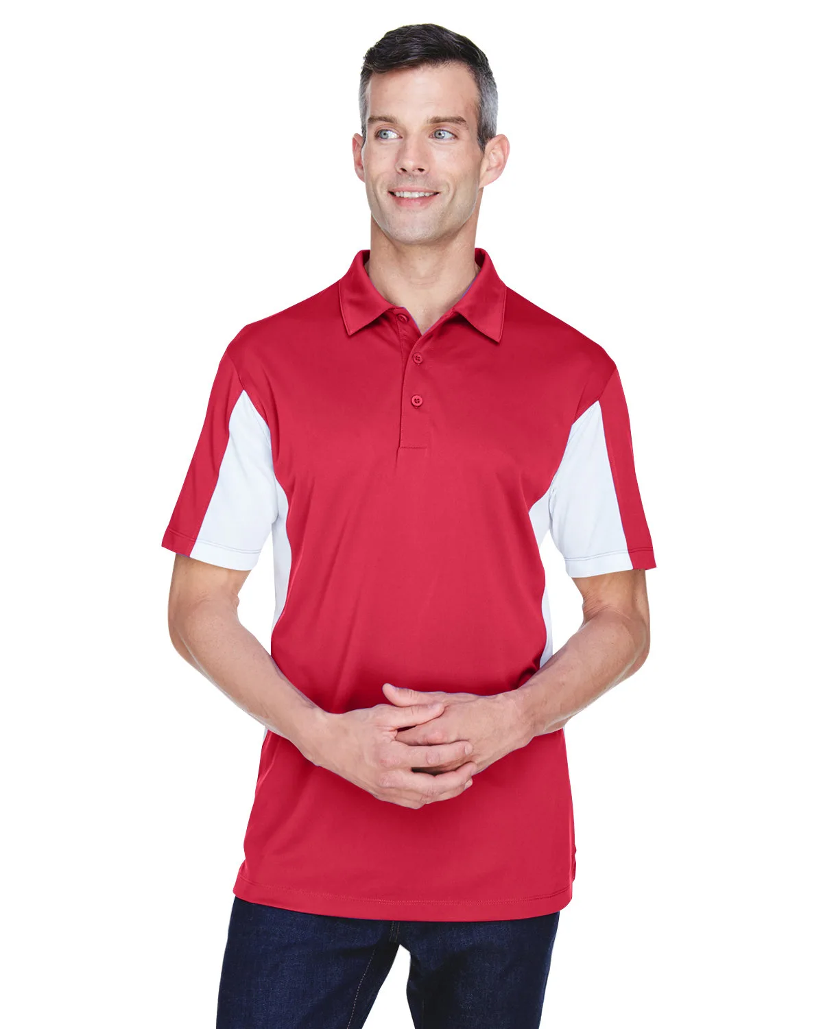 Harriton Men's Side Blocked Micro-Piqué Polo