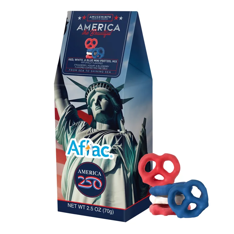 America 250- Gable Box- Red, White and Blue Mini Pretzels