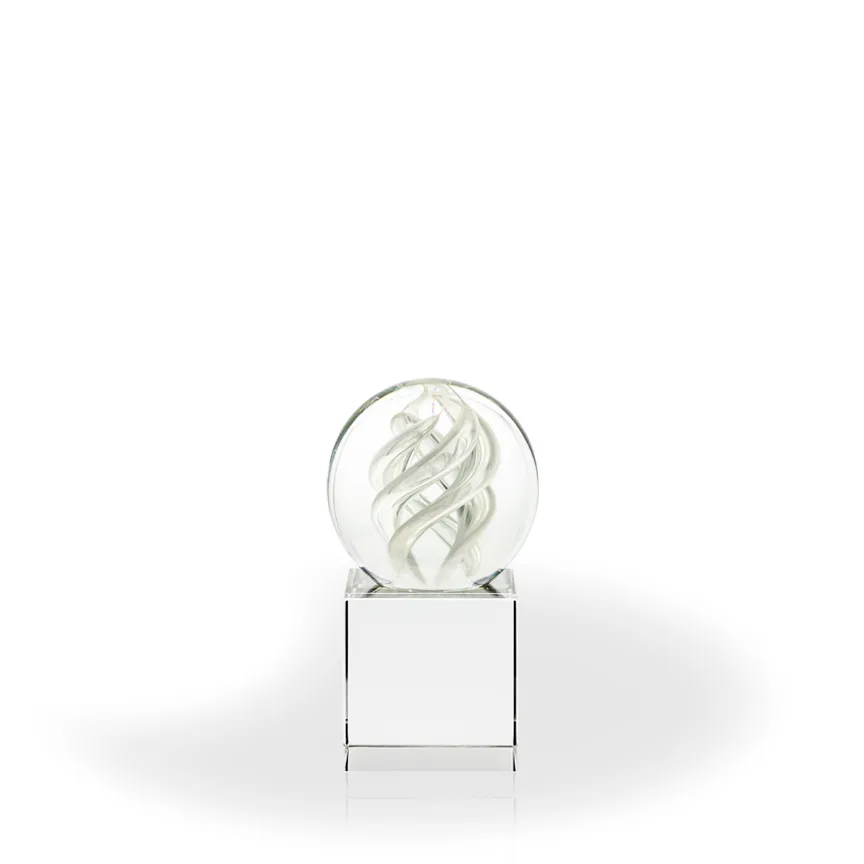 Ionia Art Glass Sphere Award - Clear Cube view 2